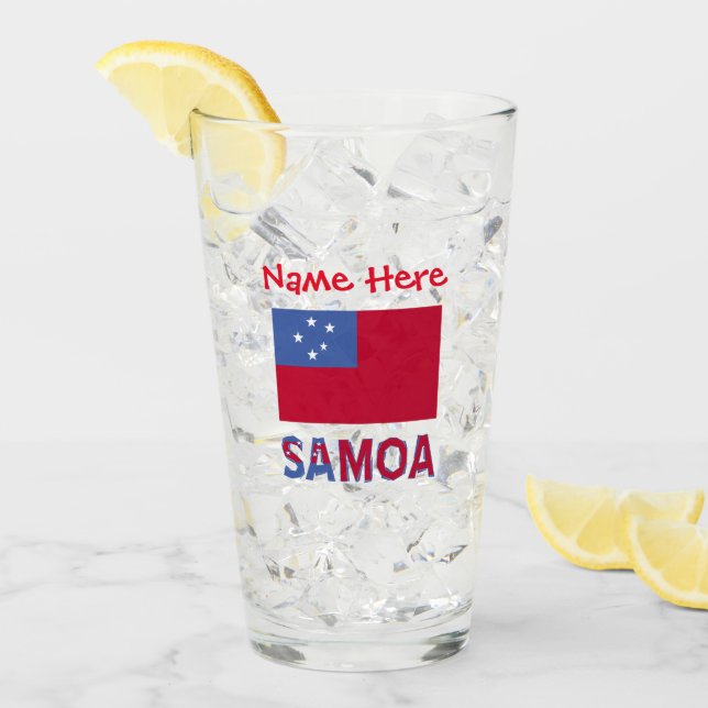 Samoa and Samoan Flag Personalized Drinking Glass (Front Ice)