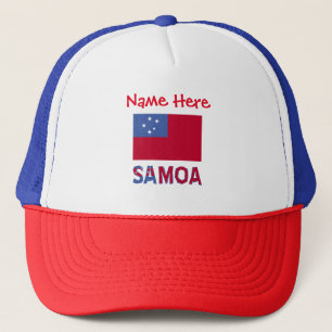 Samoa and Samoan Flag Red Personalization  Trucker Hat