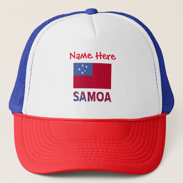 Samoa and Samoan Flag Red Personalization  Trucker Hat (Front)