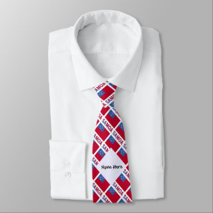 Samoa and Samoan Flag Tiled with Your Name Neck Tie