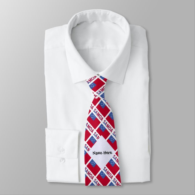Samoa and Samoan Flag Tiled with Your Name Neck Tie (Tied)
