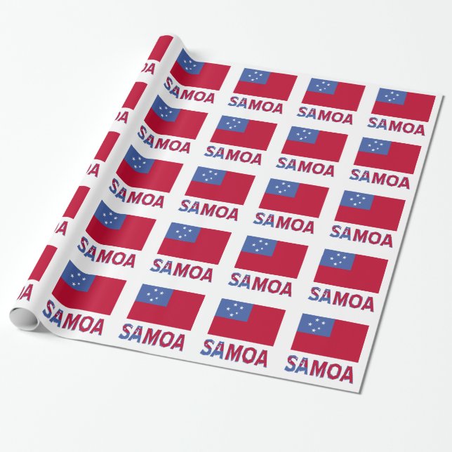 Samoa and Samoan Flag Wrapping Paper (Unrolled)