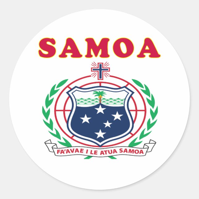 Samoa Coat Of Arms Designs Classic Round Sticker (Front)