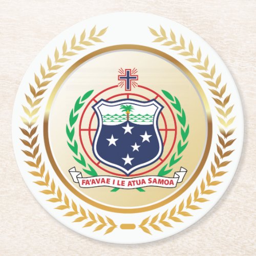 Samoa Coat of Arms Round Paper Coaster