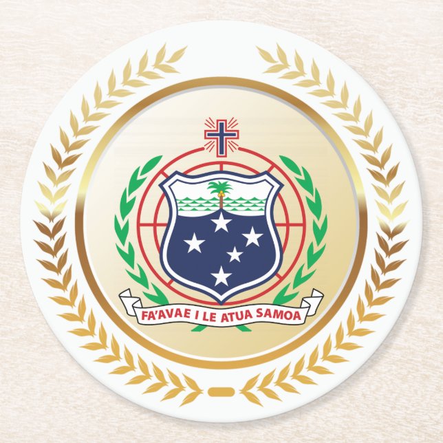 Samoa Coat of Arms Round Paper Coaster (Front)