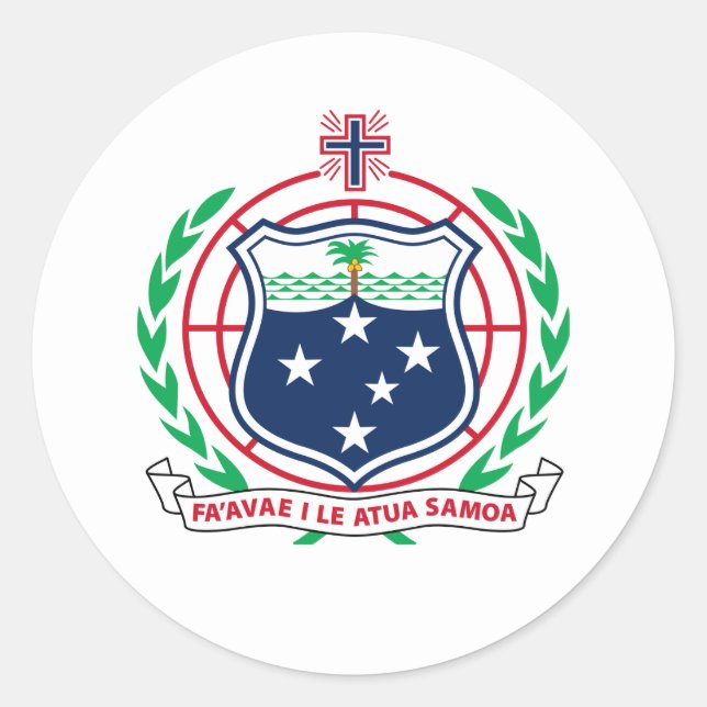 Samoa Coat of Arms, Samoa Classic Round Sticker (Front)