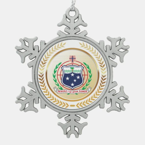 Samoa Coat of Arms Snowflake Pewter Christmas Ornament