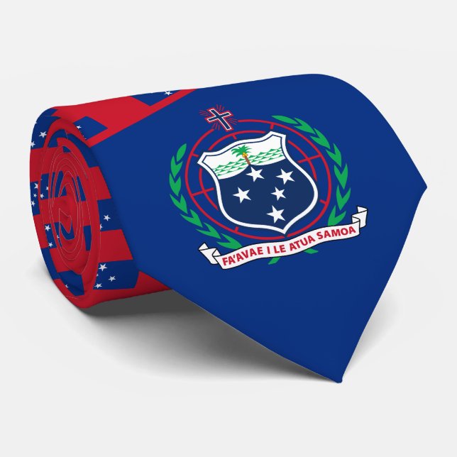 Samoa Flag & Coat of Arms, Samoa Neck Tie (Rolled)