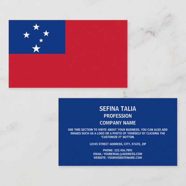 Samoa Flag, Flag of Samoa Business Card (Front/Back)