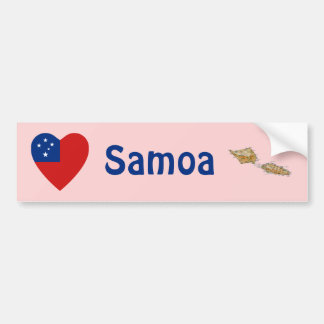 Samoa Flag Heart + Map Bumper Sticker