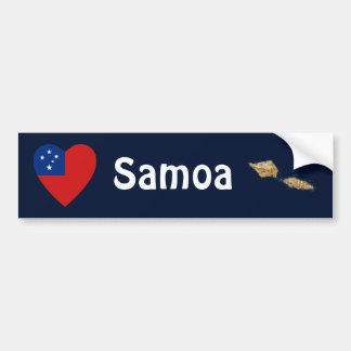 Samoa Flag Heart + Map Bumper Sticker