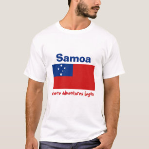 Samoa Flag + Map + Text T-Shirt
