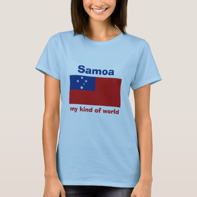 Samoa Flag + Map + Text T-Shirt (Front)