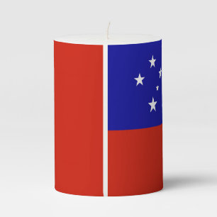 Samoa flag pillar candle