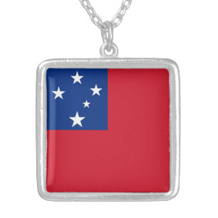 Samoa Flag Silver Plated Necklace