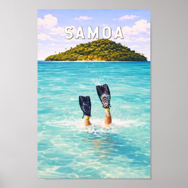 Samoa Illustration Travel Art Vintage Poster (Front)