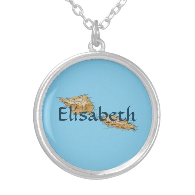 Samoa Map + Name Necklace (Front)