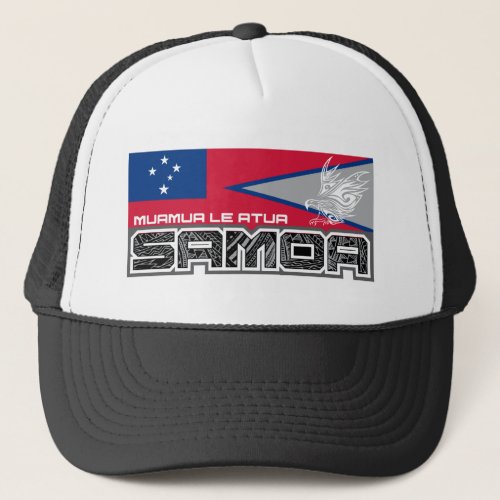 Samoa Muamua Le Atua _ American Samoa  Samoa Flag Trucker Hat
