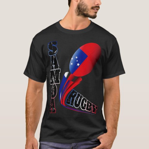 Samoa Rugby Fan Distressed Marbled ext  T_Shirt