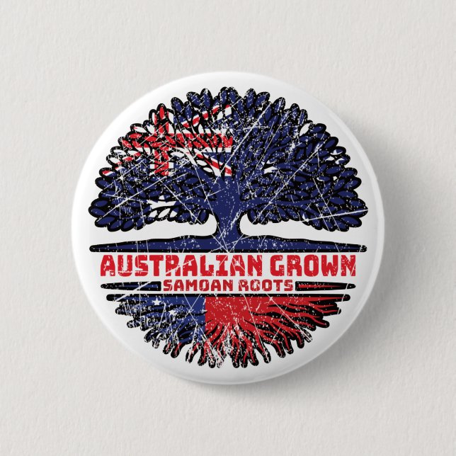 Samoa Samoan Australian Australia Tree Roots Flag Button (Front)