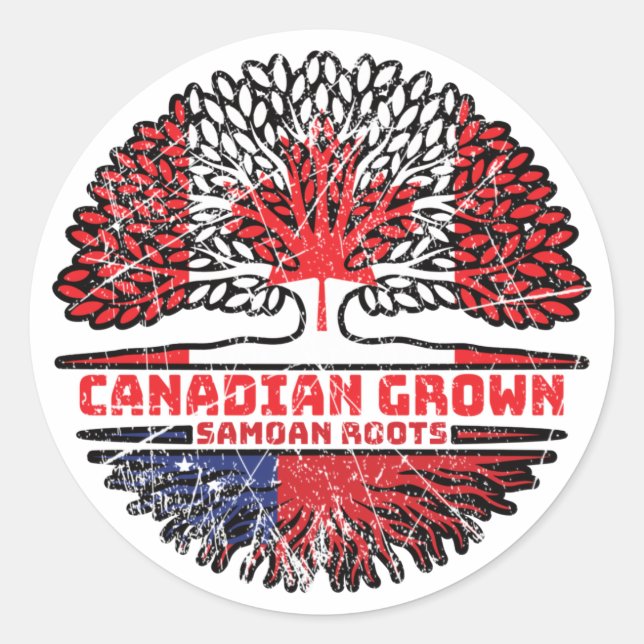 Samoa Samoan Canadian Canada Tree Roots Flag Classic Round Sticker (Front)