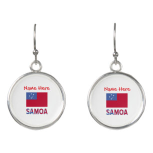 Samoa Samoan Flag Red Personalized Earrings