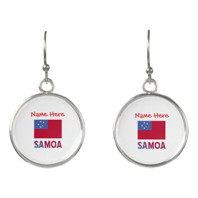 Samoa Samoan Flag Red Personalized  Earrings (Front)