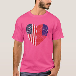 Samoan American Flags Heart United States Samoa R T-Shirt