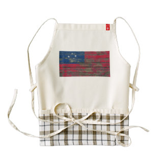 Samoan Flag on Rough Wood Boards Effect Zazzle HEART Apron