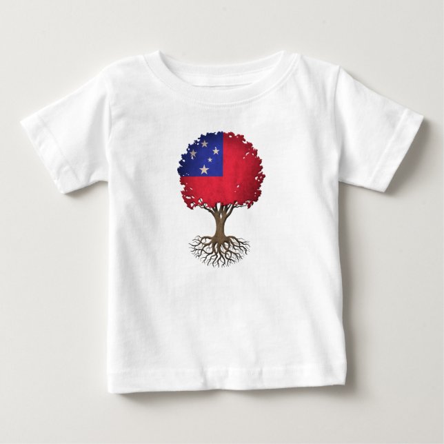 Samoan Flag Tree of Life Customizable Baby T-Shirt (Front)