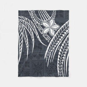 Samoan - Hawaiian - Polynesian Old Tapa Designs Fleece Blanket
