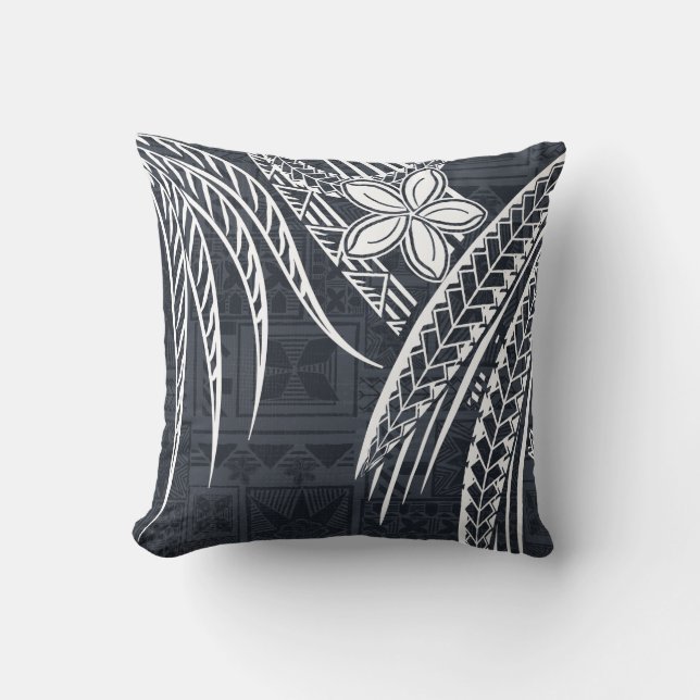 Samoan - Hawaiian - Polynesian Old Tapa Designs Throw Pillow (Front)