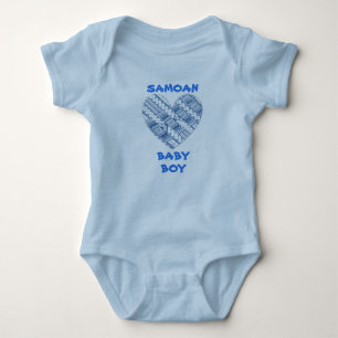 Samoan Infant Blue Logo with Tribal Designs Baby Bodysuit