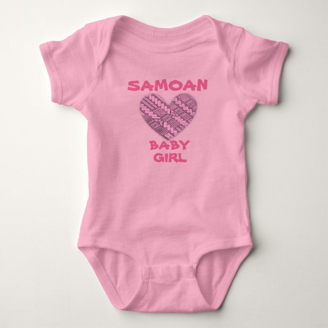 Samoan Infant Pink Logo with Tribal Designs Baby Bodysuit (Front)