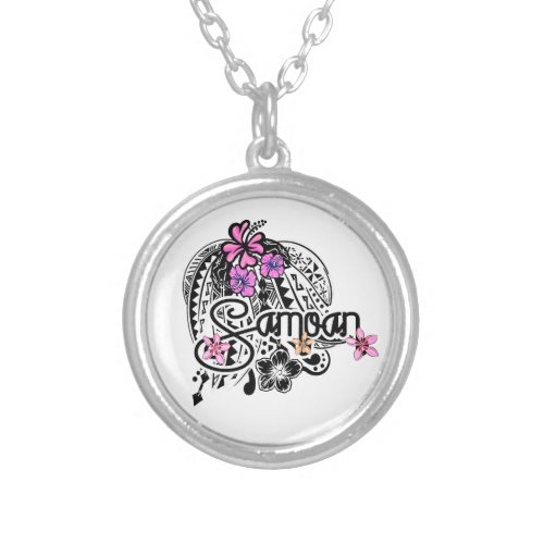 Samoan Life Watercolor Silver Plated Necklace
