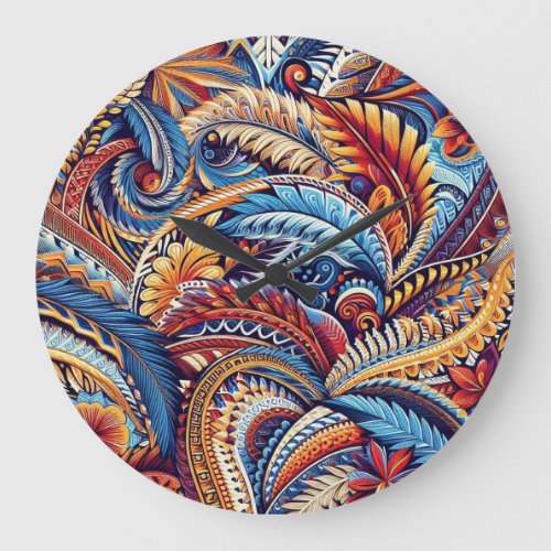 samoan  polynesian  culture inspired pattern large clock