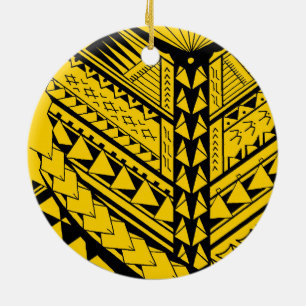Samoan/Polynesian tribal shapes and symbols Ceramic Ornament