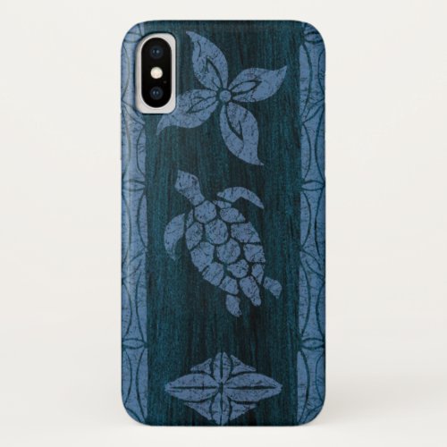 Samoan Tapa Hawaiian Faux Wood Surfboard iPhone X Case