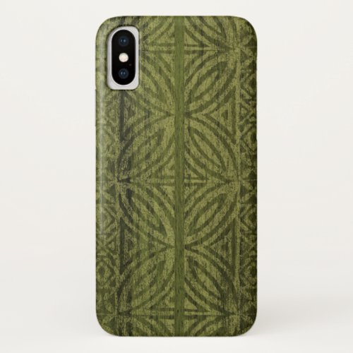 Samoan Tapa Hawaiian Faux Wood Surfboard iPhone X Case