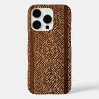 Samoan Tapa Hawaiian Faux Wood Surfboard  iPhone 16 Pro Case