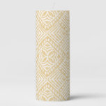 Samoan Tapa Polynesian Diamond Tile Gold Pillar Candle