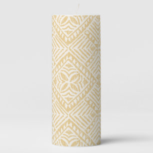 Samoan Tapa Polynesian Diamond Tile Gold Pillar Candle