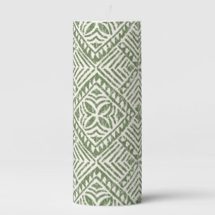 Samoan Tapa Polynesian Diamond Tile Olive Pillar Candle