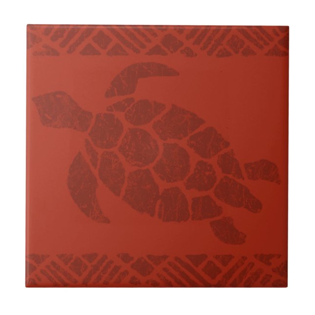 Samoan Tapa Polynesian Turtle Tile Trivets (Front)