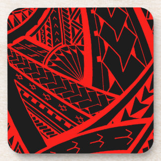 Samoan tribal tattoo design with spearheads beverage coaster