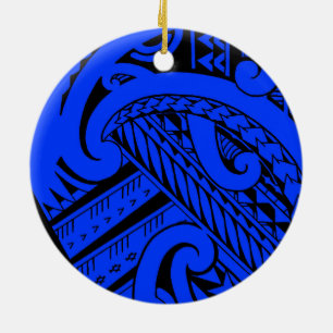 Samoan tribal tattoo design with spearheads ceramic ornament