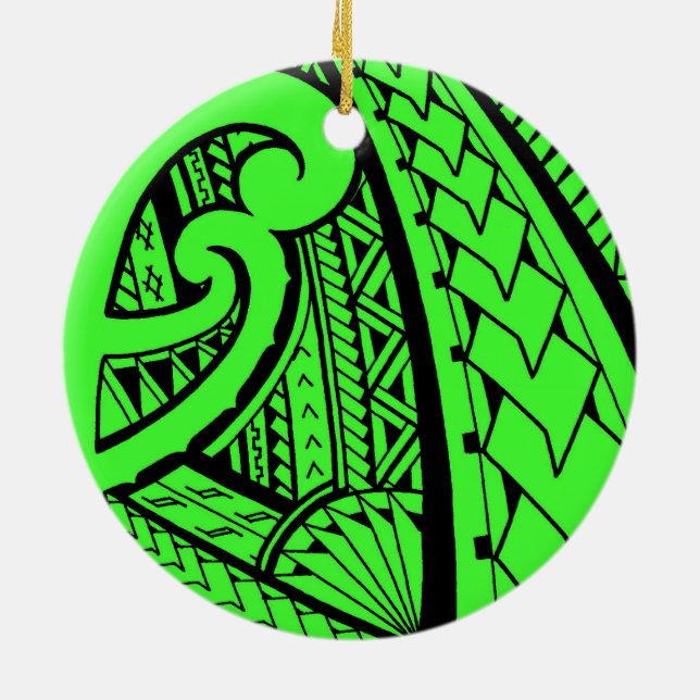 Samoan tribal tattoo design with spearheads ceramic ornament (Back)
