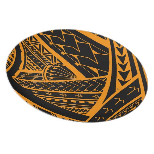 Samoan tribal tattoo design with spearheads melamine plate (Right Side)