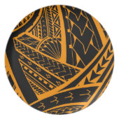 Samoan tribal tattoo design with spearheads melamine plate (Front)