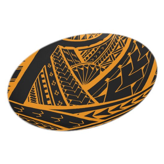 Samoan tribal tattoo design with spearheads melamine plate (Left Side)